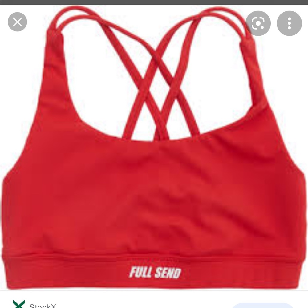 Red full send sports bra